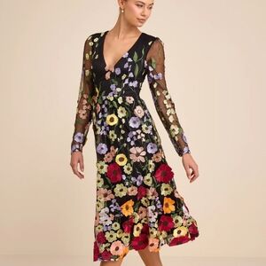 Floral Embroidered Black Dress